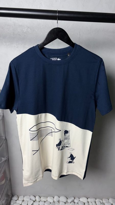 Lacost_e Sport Graphic T-Shirt Navy & White1236